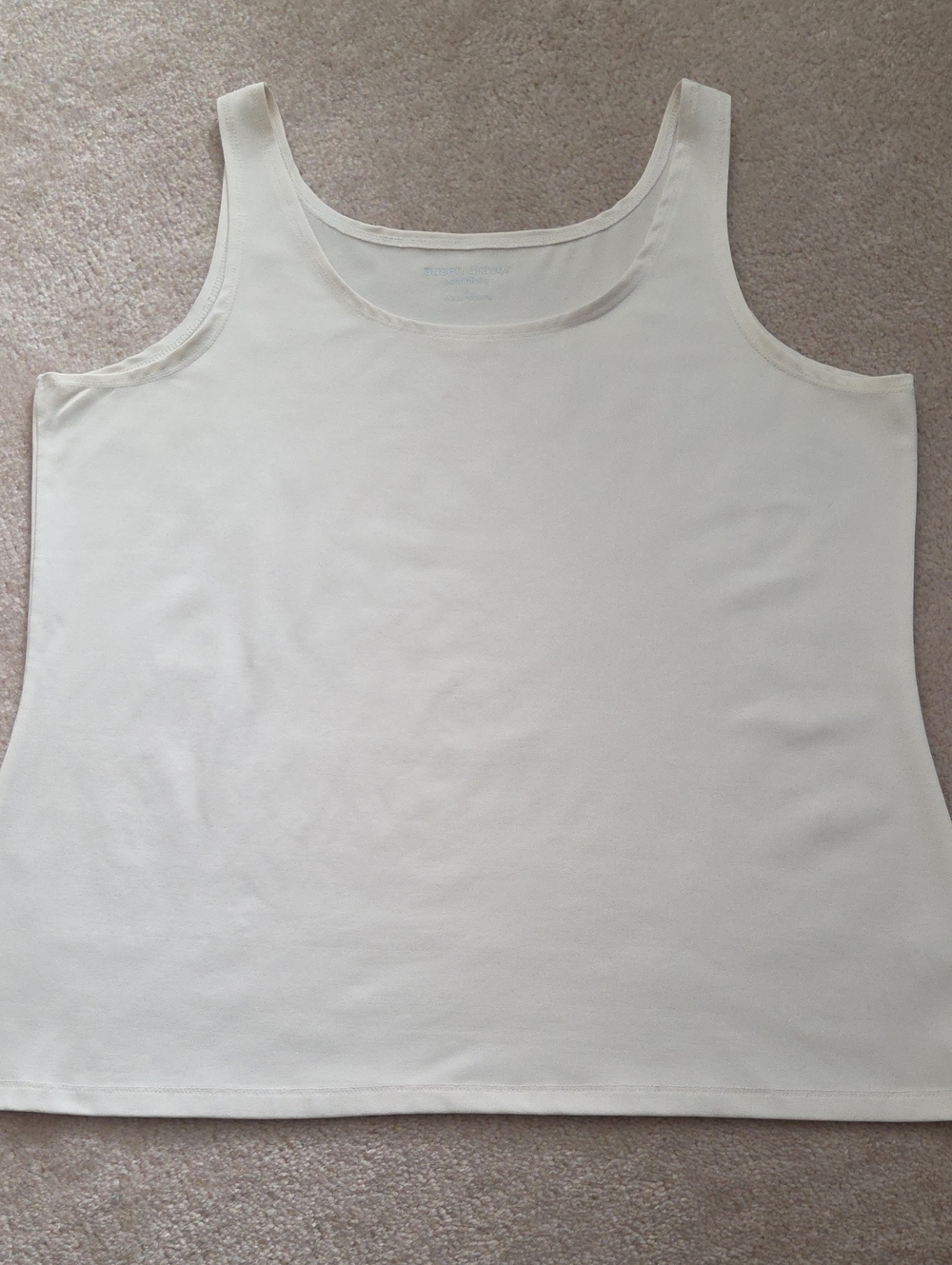 Susan Graver Cream Scoop Neck Tank Top